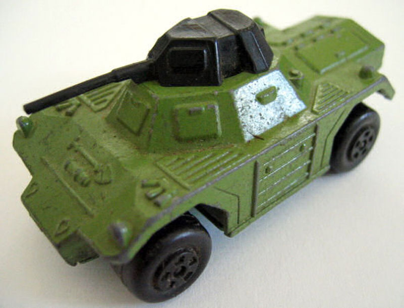 Matchbox Die Cast Rola-Matics Weasel 4X4 Armored Scout Car Green/Gray Camo 