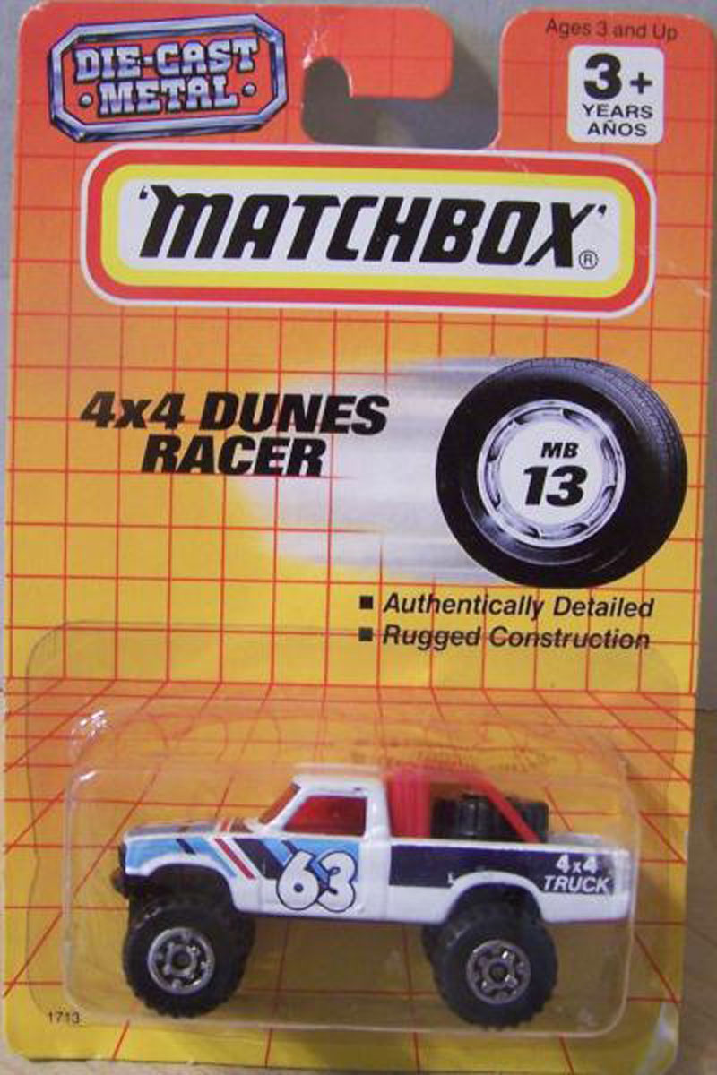 1993 MATCHBOX SUPERFAST #13 WHITE 4X4 DUNES RACER OPEN BACK PICKUP TRUCK NEW