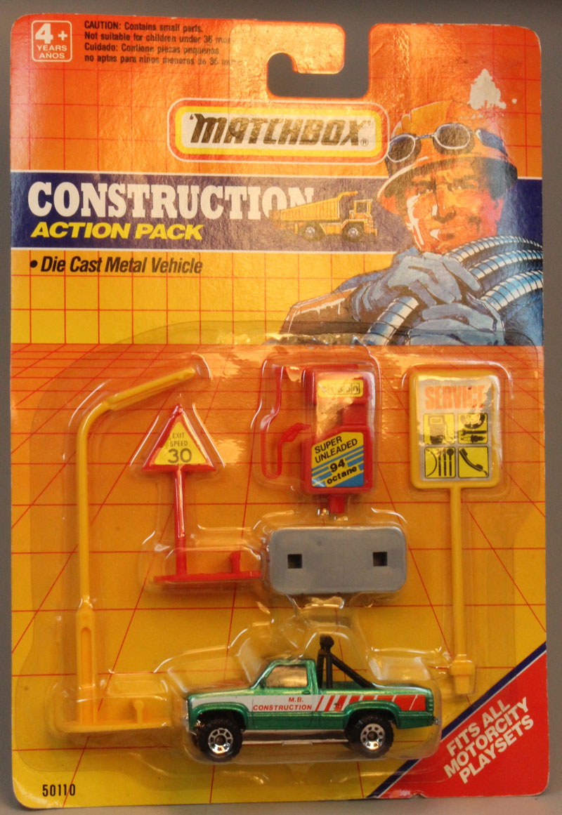 MATCHBOX SUPERFAST CONSTRUCTION ACTION PACK WITH DODGE DAKOTA & ACCESSORIES NEW 